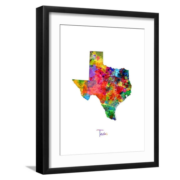 Art.com Texas Map Art Print by Michael Tompsett, Black Frame Wall Art, 17" x 21"