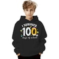 thumbnail image 4 of 100 Days of School Preppy Hoodie for Kids - Boys Girls Letter Graphic Long Sleeve Back to School Sweatshirt, 4 of 4