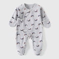 thumbnail image 2 of 3-6 Months Newborn Boys Girls Underwear Pajamas Rompers Footed Sleeper Gown Cotton Side Baby Footed Print Infant Play For 0 6 Months Grey Rompers Baby Gift, 2 of 6