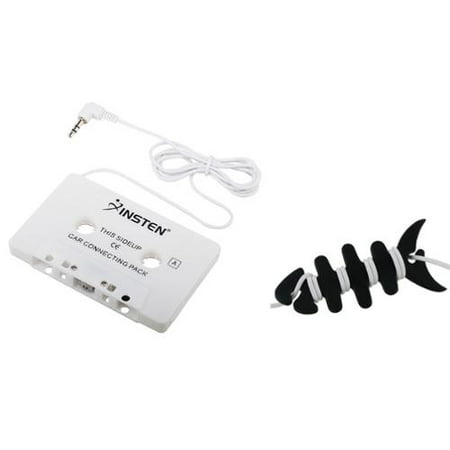 Insten Car 3.5mm Audio Cassette Tape Adapter Universal For MP3 CD Player Apple iPhone 6 Plus 5.5 4.7 5C 5S SE 4 4S 3GS iPad Air 1 2 iPod Nano Classic Touch iTouch MP3 MP4 Music Player + Fishbone (Best Car Cassette Adapter)