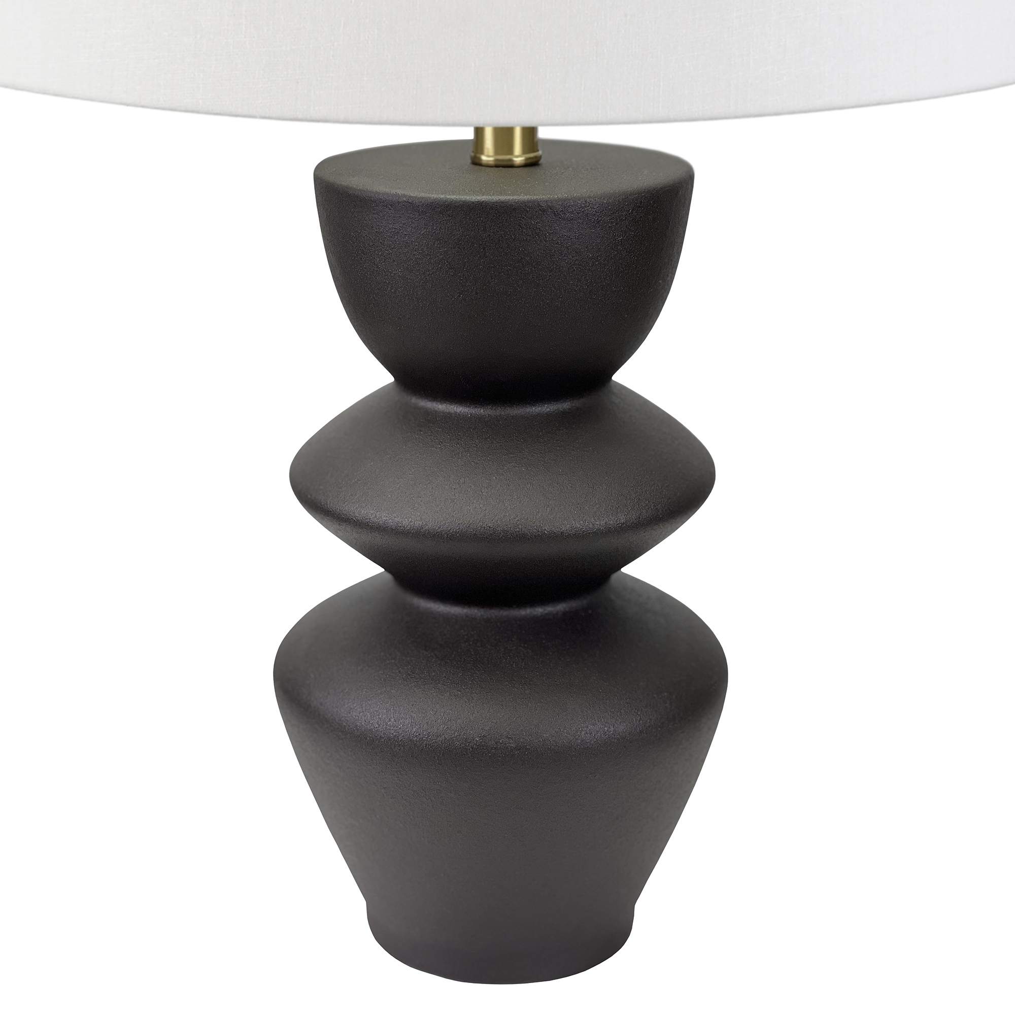 Cassian 25" Tall Table Lamp with Fabric Shade in Matte Black/Brass/White