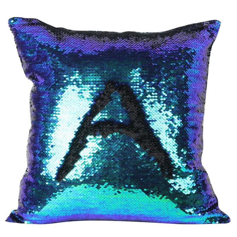 16" Reversible Magic Mermaid Throw Pillow Cover Sofa Cushion Sequin Glitter Case 