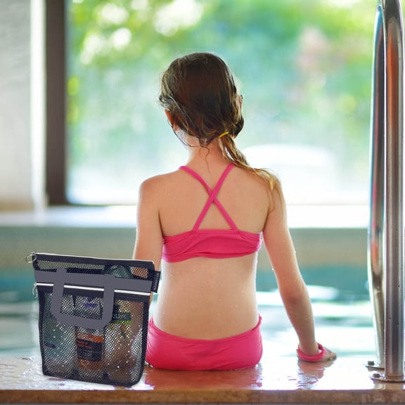 Mesh Shower Caddy Tote Bag With Zipper Handles Lightweight Toiletry Organizer For Bathroom Gym Camping Travel Beach Durable Portable Storage