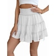 thumbnail image 3 of Womens Summer Flowy High Waist Ruffle Casual Cute Boho Beach Short Skirts Built-in Shorts White S, 3 of 8