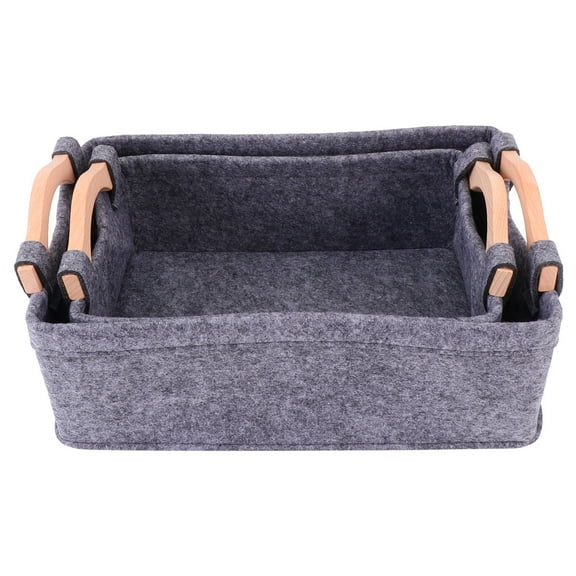 2 Pcs Storage Basket Bins for Shelves Shelf Crate Grey