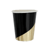 Harlow & Grey, Noir Black and Gold Foil Colorblock Paper Cups, 9 oz, 8 Count, Great for Birthdays, Weddings, and Baby Showers