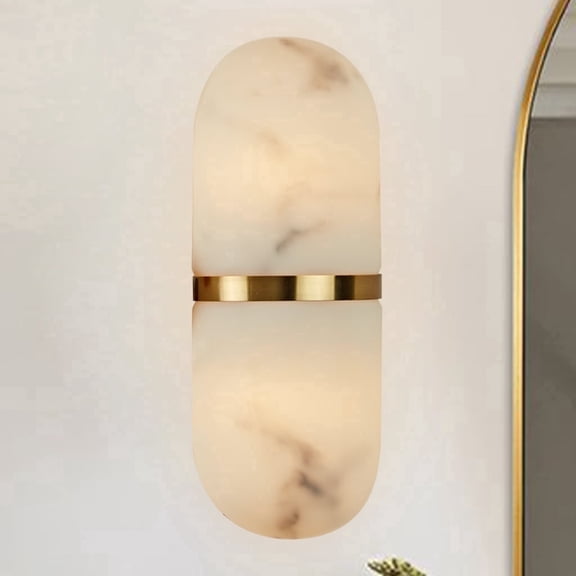 Sturdy Pill Antique Brass Resin Vanity Light, Hand-polished Wall Light, Wall-Mounted Sconce with Soft Shine, Indoor Sconce beside Mirror, for Living Room, Dining Room, Entryway, Bedroom, Hallway