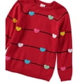 thumbnail image 3 of Cyndeelee Girls Long Sleeve Knit Pullover Christmas Sweater Crewneck Holiday Sweater Shirt (Red with Multi Hearts, 6X), 3 of 5