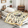 thumbnail image 4 of Cat Blanket Gifts, Cat Gift for Cat Lover Cute Cat Throw Blanket for Women Girls, Soft Cat Themed Flannel Blanket Printed Flower Blanket for Sofa Bed 60"x50", Beige, 4 of 6
