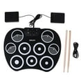 thumbnail image 2 of Portable Foldable Electronic Drum Roll Up Drum 9 Silicone Pad with Drumstick, 2 of 8