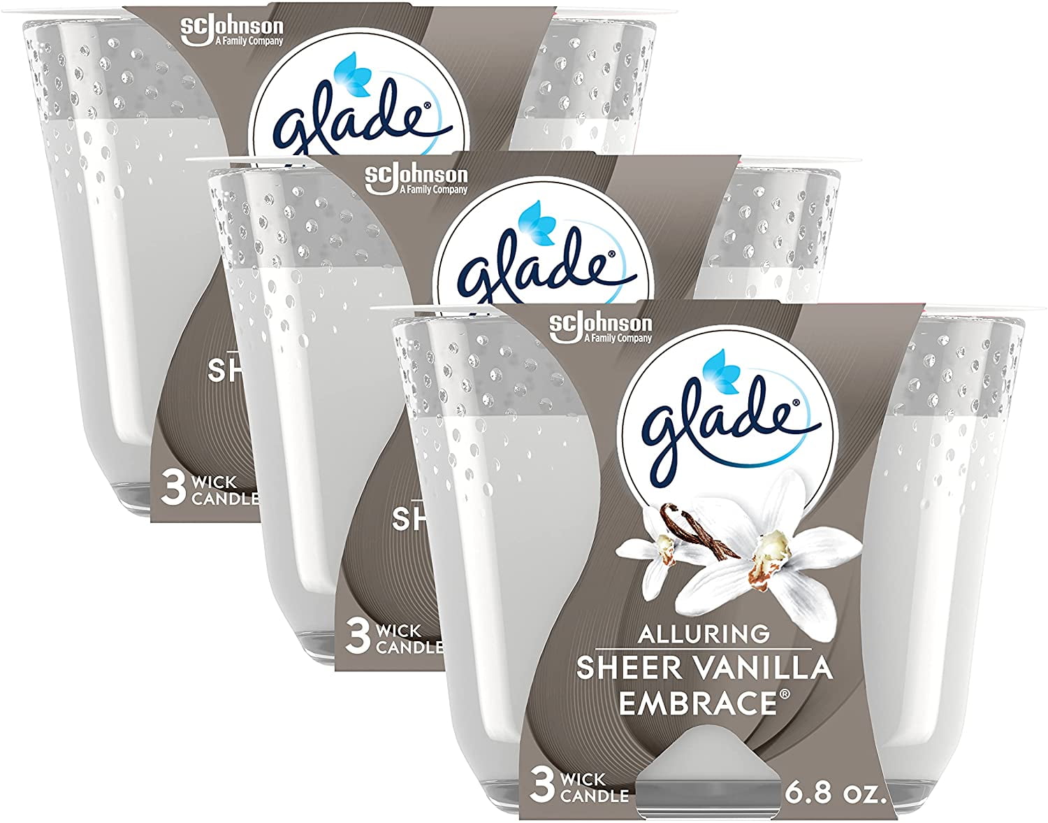 Glade Candle Sheer Vanilla Embrace, Fragrance Candle Infused with