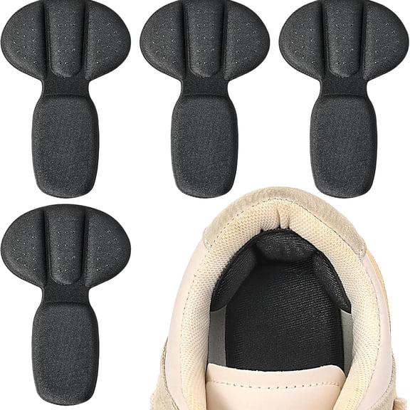 XIRQI Back of Heel Cushion Pads,4Pcs Mesh Adhesive Heel Grips Inserts for Boots,Loose Shoes Too Big,Reusable Heel Guards Liners for Women Men,Anti Blister Shoe Liners Heel Protectors(Black)