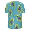 thumbnail image 5 of ICHUANYI Clearance Women V-neck Floral Print T- Fashion Comfortable Female Blouses Tops(Light Blue, L) ICHUANYI WER2023081111349, 5 of 5