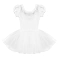 thumbnail image 3 of Lejafay Little Girls Shiny Rhinestones Neck Short Sleeve Ballet Leotard Tutu Skirts Lyrical Dance White 8, 3 of 7