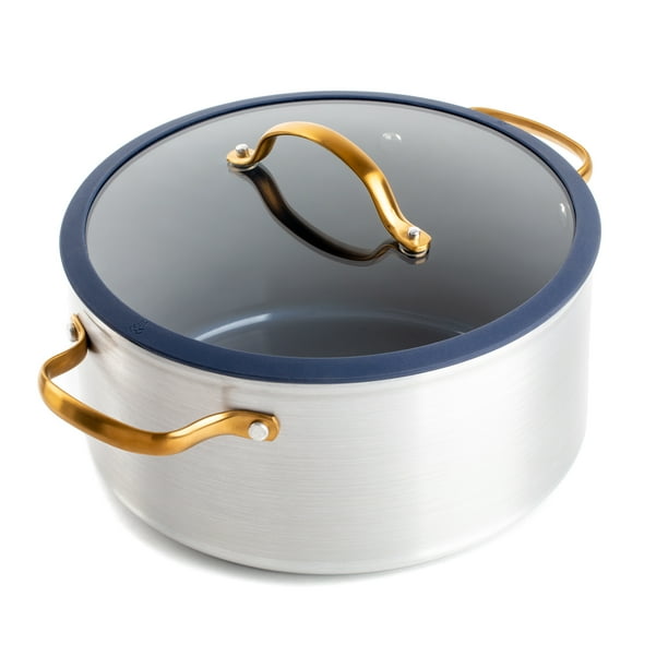Thyme & Table 5QT Nonstick Dutch Oven, Navy and Gold