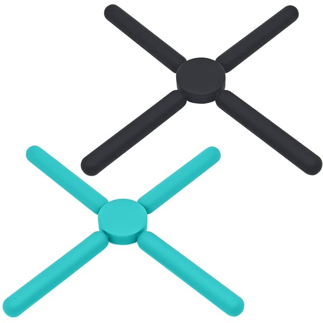 2 salvamanteles plegables de silicona con forma de cruz, manteles individuales con aislamiento térmico, soportes para ollas, rejillas de secado/posavasos para tazas, ollas, vajillas y platos
