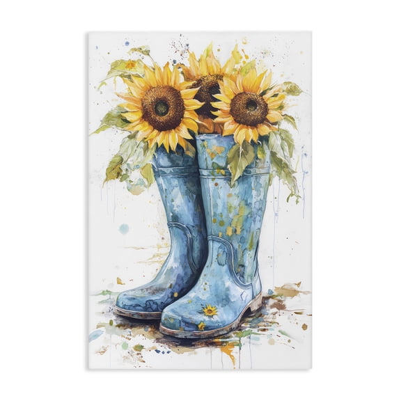 Stupell Industries French Country Blue Rain Boots & Sunflowers Canvas Art, 16 x 24, by Tina LeCour