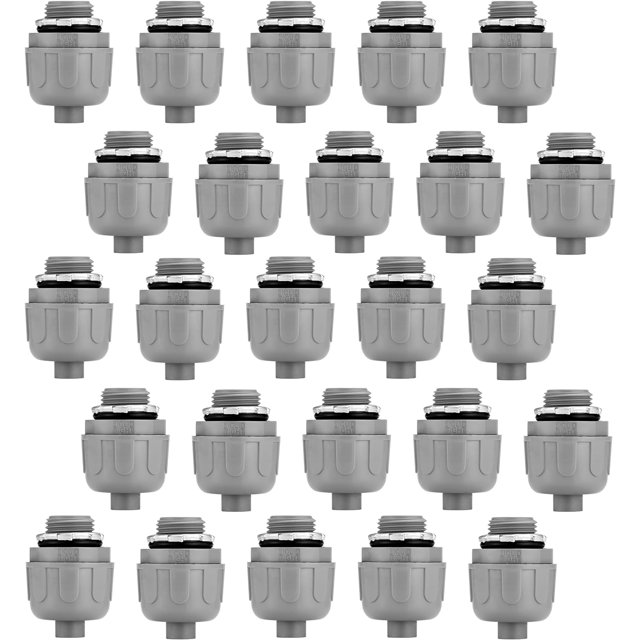 3/8 in. NPT Straight Liquid Tight Conduit Connectors, Non-Metallic Waterproof Nylon Conduit Fittings (25 Pack)