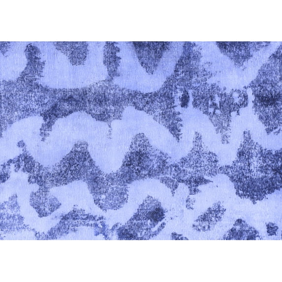 Ahgly Company Machine Washable Indoor Rectangle Abstract Blue Modern Area Rugs, 6' x 9'