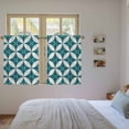 thumbnail image 3 of Abstract Geometric Tier Curtains 54 Inch Length, Vintage Rhombus Circle Texture Green Cafe Short Curtains for Bathroom Over Sink, Small Kitchen Curtain Light Filtering Drapes 2 Panels 27.5"Wx54"L, 3 of 8