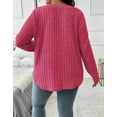 thumbnail image 3 of Women Plus Top 5XL Sweater Top Tunic Top Pullover Lady Top Long Sleeve Daily V-neck Autumn Daily Sweater Top Loungewear Striped Cogild, 3 of 5