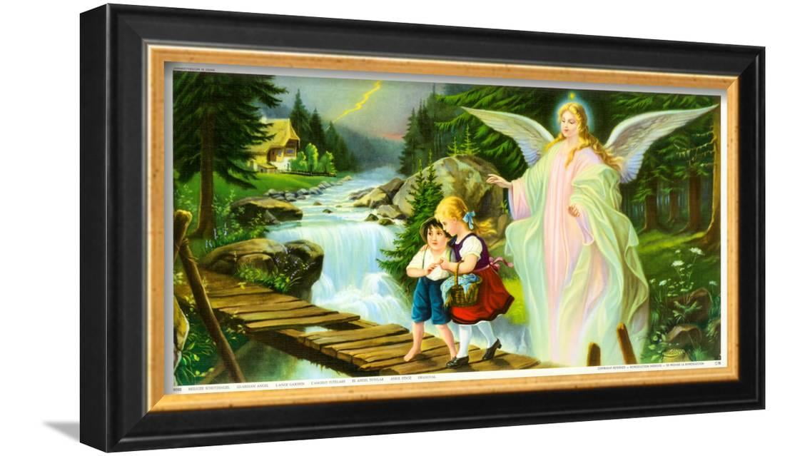 Heiliger Schutzengel Framed Art Print Wall Art By Lindberg 17x9 5 Walmart Com