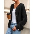 thumbnail image 3 of Suéter PRETTYGARDEN Ligero con Botones y Cuello Redondo Negro Talla L, 3 of 8