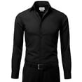 thumbnail image 2 of Berlioni Italy Men's Slim-Fit Premium French Convertible Cuff Solid Dress Shirt (Black,L (16-16½) sleeve: 32/33), 2 of 4