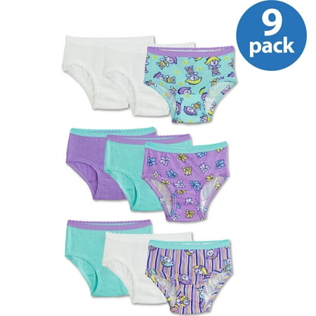Fruit of the Loom Toddler Girls' 100% Cotton Brief Panties, 9 Pack