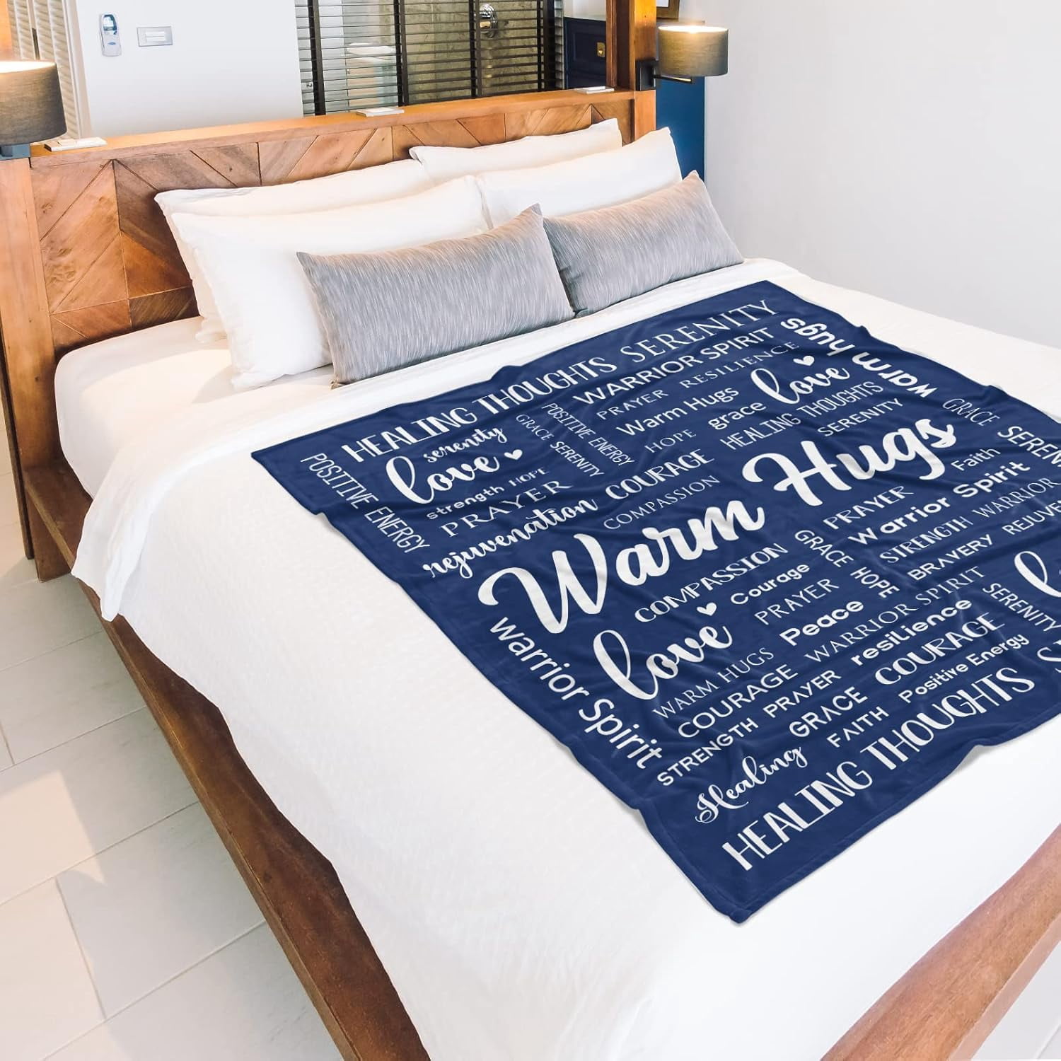 Warm Hugs Healing Blanket - Breast Cancer Gifts for Women, Get Well Soon, Feel Better Gifts for Women Patient, Think of You, Sympathy Gift for Friend Sister, Soft Comfort Throw Blankets 50" x 60"