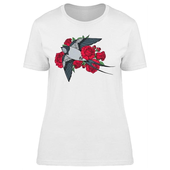 Bird With Roses T-Shirt Women -Image by Shutterstock, Female Large