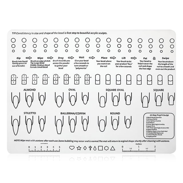 Silicona Nail Art Desk Pad DIY Polaco Pintura Práctica Mat DIY Manicure Capacitación Hoja Guía Guía de trabajo Pacio de trabajo Home Beauty Salon Sweethay CE009702-00