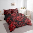 thumbnail image 3 of jejeloiu Red Damask Jacquard 7pcs Bedding Comforter Set,Vintage Victorian Baroque Queen Bedding Sets,Kawaii Cat Kitten Queen Sheet Sets For Kids,Microfiber Bedroom Decor Reversible, 3 of 8