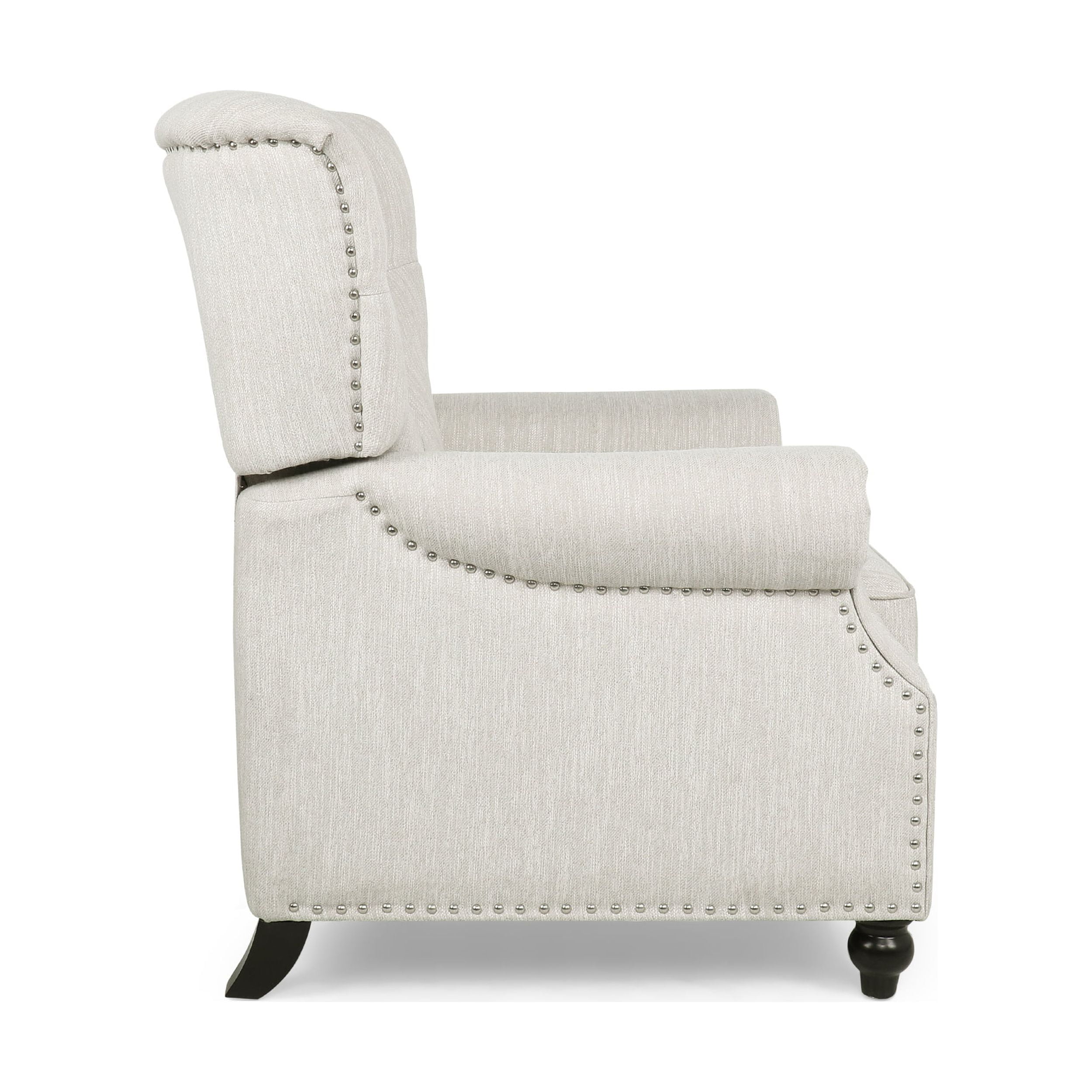 Noble House Torrens Fabric Tufted Recliner, Beige and Dark Brown