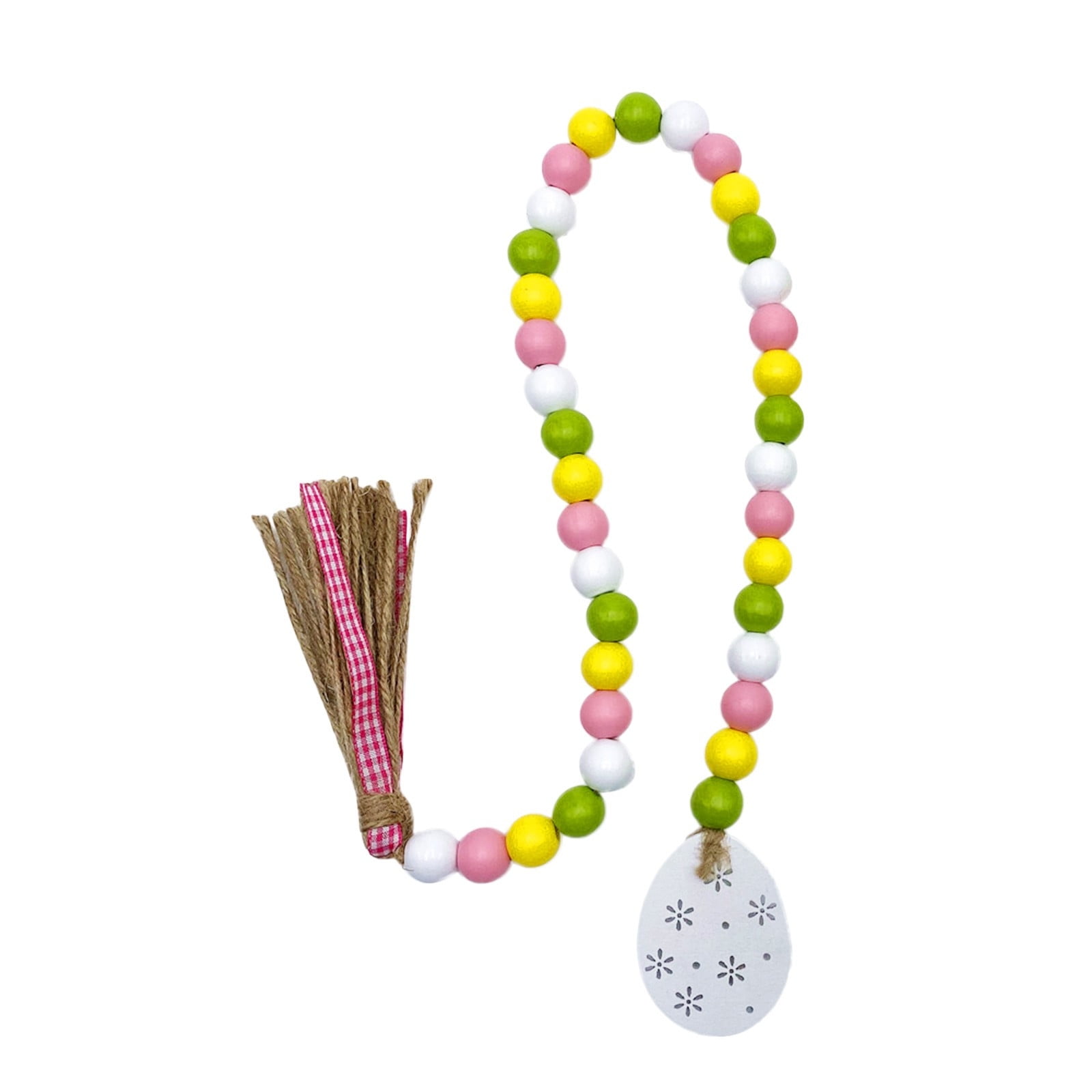 WMYBD Clearence!Easter Wood Bead Garland With Rustic Tassels Easter