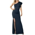 thumbnail image 2 of Gspmoly Robes d'Été, Mode Femmes Été Décontracté Couleur Unie Sans Manches Robe à Col Asymétrique Robe de Soirée Robe de Cocktail Liquidation, 2 of 6