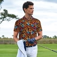 thumbnail image 6 of Balery Daisies Flowers Printed Men’s Short Sleeve Polo Shirt, Midweight Men's Shirt,Golf Polo shirts -Large, 6 of 9