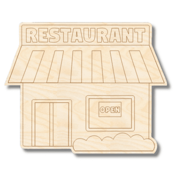 Unfinished Wood Etched Restaurant Shape 20" / 1/8"