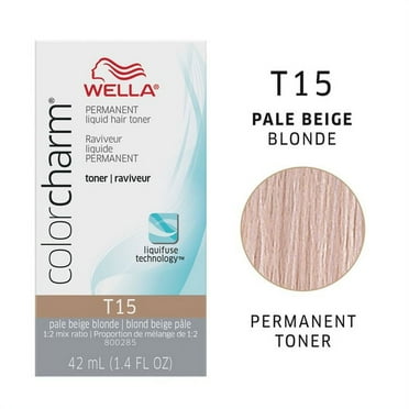 Wella Color Charm Permanent Liquid Hair Toner [T15 PALE BEIGE BLONDE] 1.4 Oz * BEAUTY TALK LA*