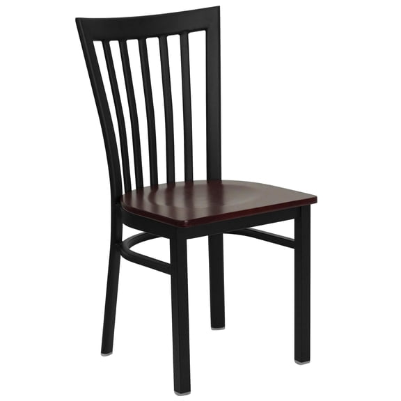 Bowery Hill Black Back Metal Dining Chair in Mahogany