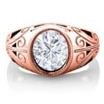 thumbnail image 3 of Gem Stone King 18K Rose Gold Plated Silver Men's Solitaire Ring Oval Moissanite (5.15 Cttw), 3 of 5
