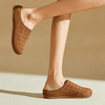 thumbnail image 6 of Xdegoge Slip On Shoes for Women Closed Toe Flat Mules Laser Cut Perforated Upper Faux Suede Classic Everyday Walking Casual Fashion Footwear, 6 of 9