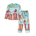 thumbnail image 2 of Kll Christmas Birds Print Women'S Long Sleeve Pajamas With Pants Sleepwear Loungewear 2 Set-Large, 2 of 9