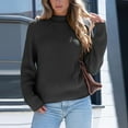 thumbnail image 3 of Qetyuw Crochet Knitted Sweater for Women Chunky Mock Neck Long Sleeve Pullover Sweaters Solid Color Casual Loose Fit Jumper, 3 of 6