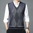 thumbnail image 2 of MNCEKFOD Seater Vest for Men Plaid Knitted V Neck Sleeveless Business Work Comfy and Soft Slim Fit Fall Fashion Outfits Winter Clothes 2025 Light Gray XXL, 2 of 8