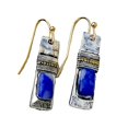 thumbnail image 1 of Taian 925 Retro plata azul y blanco azul piedra pendientes europeos y americanos creativos hechos a mano pendientes de piedra natural ShuxiuWang 8390613500298, 1 of 1