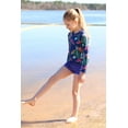 thumbnail image 2 of Millie Loves Lily Girls Navy Water-Turtle Long-Sleeve Rashguard Swimsuit Set UPF 50, Big Girls, Siz, 2 of 6