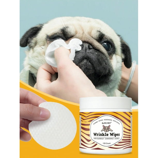 Natural Wrinkle Wipes for Dogs 120 Count Hypoallergenic Dog Wipes Wrinkle Wipes French Bulldog Cleaning Deodorizing Dog Wipes for Grooming Face Walmart en linea