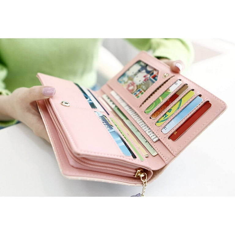 Wallet Women Wallet Long Wallet With Zipper And Snap Fastener Chic Handbag Purse Cat Wallet Large For Women And Girls Light Blue