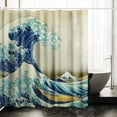 thumbnail image 2 of INVIN ART Bathroom Wave Shower Curtain Set with Hooks,The Great Wave Off Kanagawa by Katsushika Hokusai,Home Art Paintings Pictures for Bathroom, 2 of 8